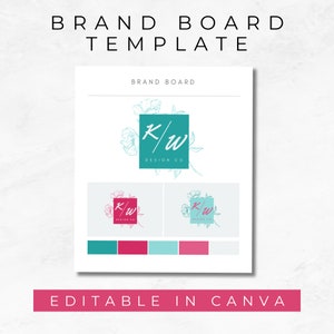 Maqueta de tablero de marca, tablero de inspiración con paleta de colores vibrantes, plantilla de marca para pequeñas empresas, descarga instantánea, editable en Canva, MM003