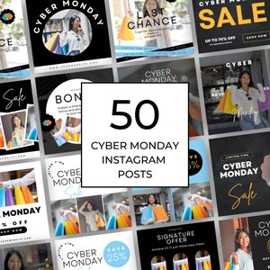Cyber Monday Social Media Posts, Ecommerce And Entrepreneur Marketing, Editable Canva Template, Instant Download, Online Shop Sale Promotion