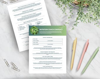 Contrat de coach en nutrition | Modèle d'intégration client modifiable « Done for you » pour les diététiciens, les entraîneurs personnels et les professionnels de la santé