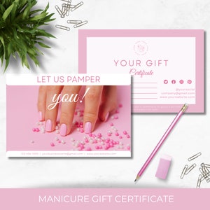 Carte cadeau manucure pédicure | Cadeau pour salon de manucure | Téléchargement instantané | Bon d'une journée au spa | Chèque-cadeau | Appréciation de l'enseignant | Toile