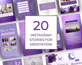 Paarse meditatie Instagram-verhaalsjablonen | Bewerkbaar, klaar voor jou, socialemedia-inhoud