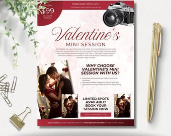 Valentine's Day Flyer | Photography Mini Session | Editable, Printable Template