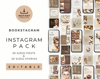 Bookstagram Social Media Kit: 60 Author Instagram Templates (Instant Download)