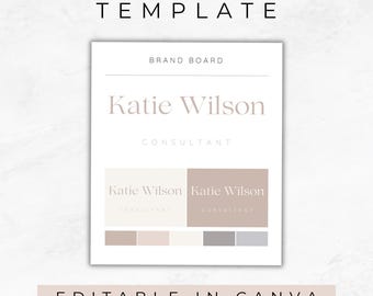 Brand Bordvorlage | Markendesign | Canva Brand Tafel | Bearbeitbare Brand Boards | Canva Vorlage | Neutrales Brandzeichen | Stilbrett | MM001