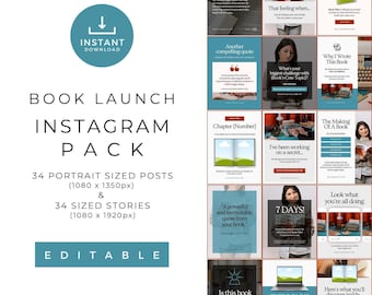 Book Launch Instagram Story & Post Template Bundle | Done for You Social Media Content for Authors, Writers and Bookstagram
