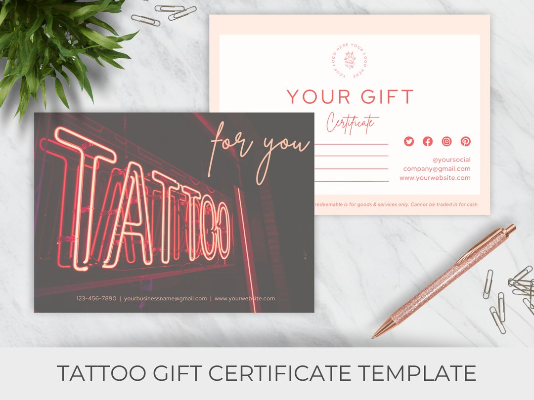 Tattoo Gift Certificate Template Gift Certificate for Tattoo Etsy Tattoo Gift Certificate Template Gift Certificate for Tattoo Etsy