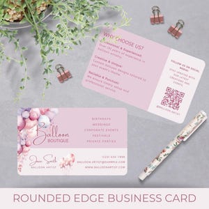 Balloon Artist Business Card Editable and Printable Template | Rounded Edge Card for Event Decorator Marketing, Networking and Promotion