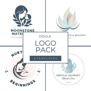 Doula-Logo-Vorlagen | Bearbeitbare, blaue Designs für Hebammen und ganzheitliche Gesundheitsfachkräfte