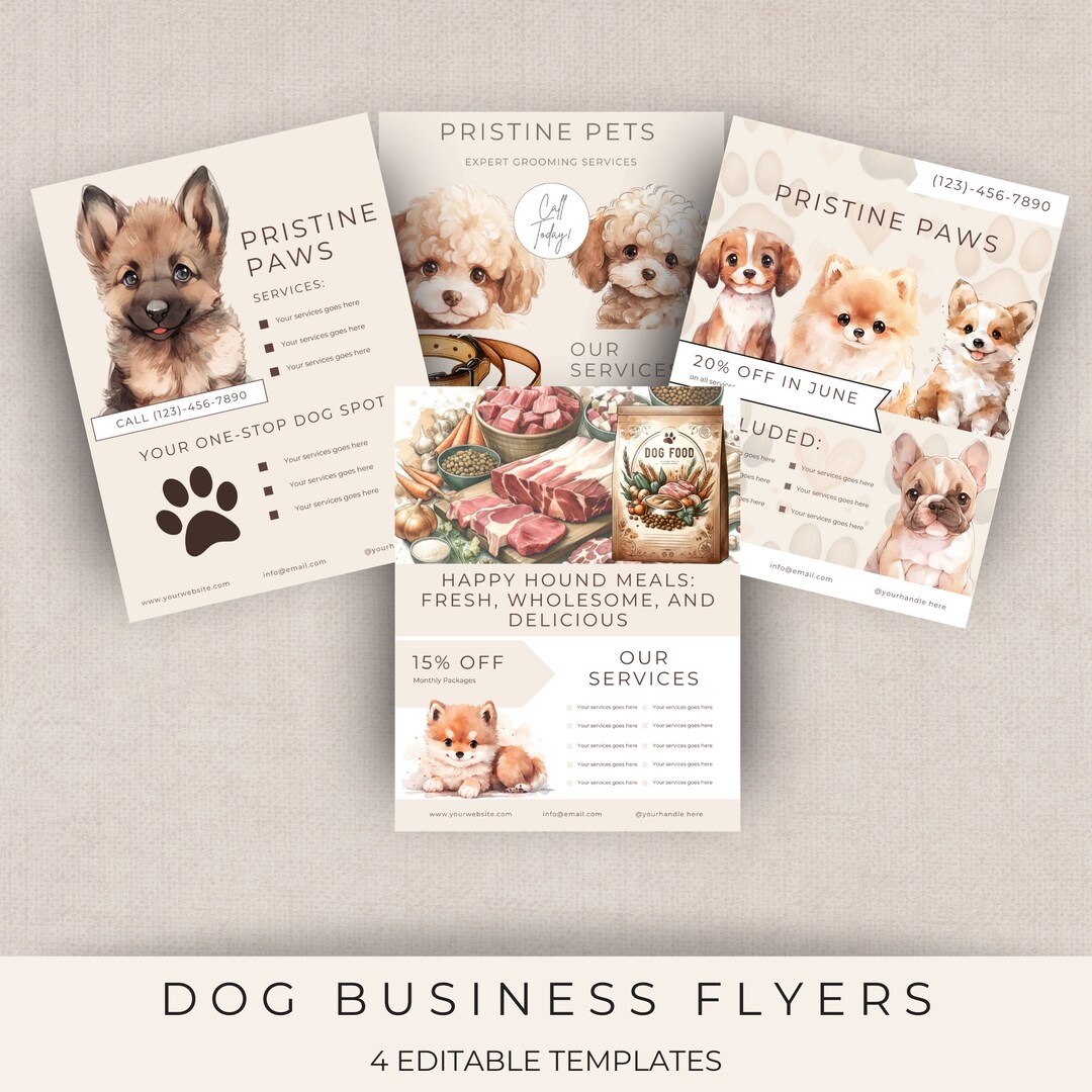 Dog Business Flyers for Dog Walkers, Groomers, Sitters and Doggy