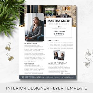 Business Flyer For Interior Designer | Home Staging | Digital Download | Interior Decorator Flyer | Editable Canva Template | Design Project