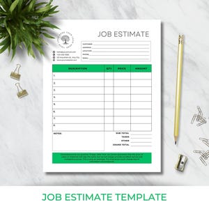 Printable Landscape Estimate Template | Quote Template | Job Estimate Form | Digital Download | Cost Estimation | Invoice Template | Canva