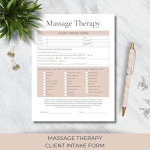 Massage Klient Intake Form Vorlage | Anamnesken Fragebogen | Beratung Formt | Kosmetikerin Business | Sofortdownload | Massage-Therapie