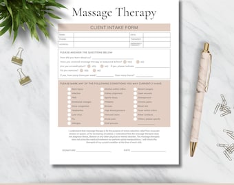 Massage Client Intake Form Template | Medical History Form | Consultation Forms | Esthetician Business | Instant Download | Massage Therapy