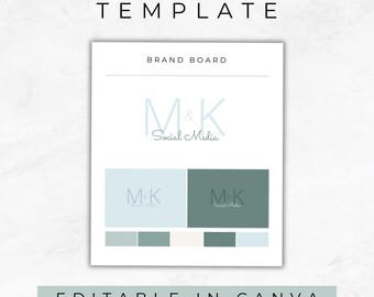 Kit de marque | Panneau de marque Canvas | Modèle de stratégie de marque | Tableau d'ambiance de la marque | Panneaux de marque modifiables | Conseil de marque | MM008