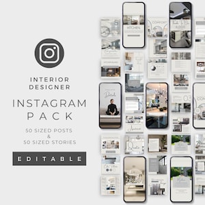 Interior Design Insta, Designer Templates For Instagram, Instant Download, Minimalist Interior Branding, Aesthetic Feed Interior Designer