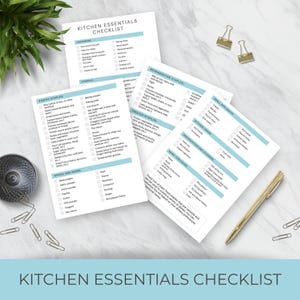 Checkliste der Küchenutensilien | Druckbare Checkliste | Vorratsdosen | Bearbeitbare Canva-Liste | Erste Zuhause Checkliste | Küchen-Tracker