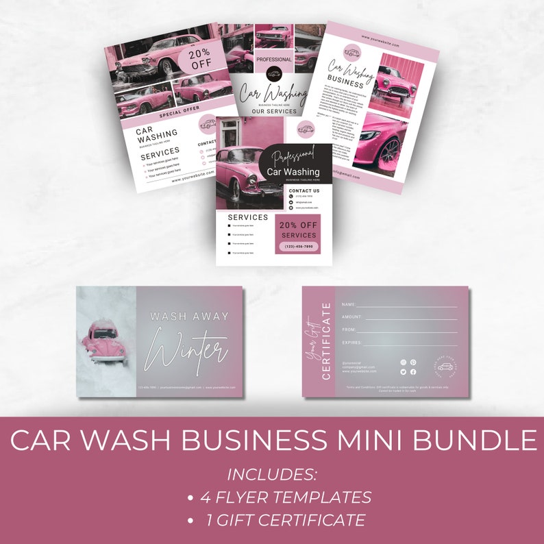 Flyer Template Car Wash, Editable and Printable Gift Certificate ...