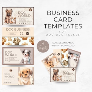 Haustierpflege und Hunde Visitenkarten Vorlagen, bearbeitbares und druckbares Marketingmaterial für Hundeausführer, Groomers, Sitters und Doggy Daycare