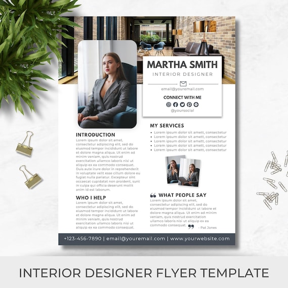 Business Flyer For Interior Designer | Home Staging | Digital Download | Interior Decorator Flyer | Editable Canva Template | Design Project