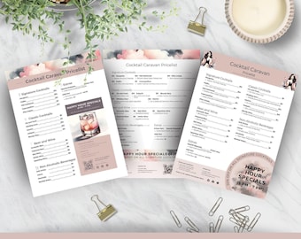 Mobile Bar Menu Templates | Editable, Printable Cocktail Price Lists