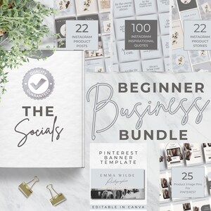 Social Media Digital Download Bundle, Editable Instagram Posts and Story Templates, Pinterest Banner and Pins, Instant Download, MM002