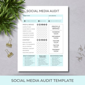 Social Media Manager Audit | Business Template | Digital Marketing | Instant Download | Social Analytics | Report Template | Canva Template