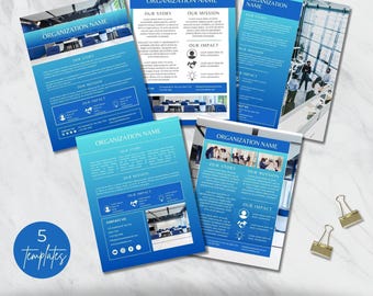 Canva Template Non Profit, One Pager, Editable Non Profit Charity Profile, Instant Download, Small Business Form, Nonprofit Flyer, Printable