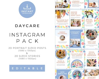 Childcare Instagram Templates | Editable Social Media Posts for Daycare & Montessori Schools