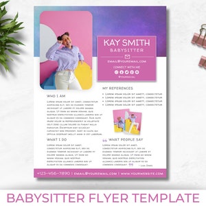 Flyer For Babysitting | Childcare Services | Sitter Advertisement | Instant Download | Daycare Flyer | Editable Flyer | Easy To Use Template