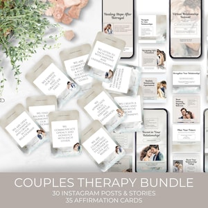 Couples Therapy Bundle of Instagram Post and Story Templates as well as Affirmation Cards | Perfect for Marriage Counsellors and Therapists