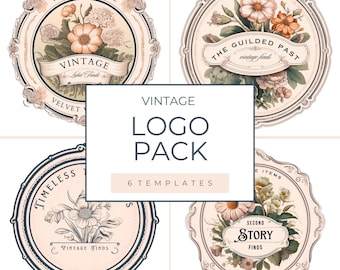 Plantillas de logotipos vintage para tiendas de antigüedades y artículos de segunda mano / Diseños profesionales y editables