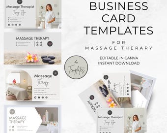 Massage Therapist Business Card Template: Spa Marketing (Instant Download)