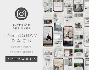 Interior Design Insta, Designer Templates For Instagram, Instant Download, Minimalist Interior Branding, Aesthetic Feed Interior Designer