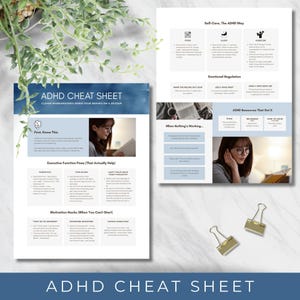 Editable ADHD Cheat Sheet Printable | Executive Function Guide | Focus Strategies, Time Management, Coping Skills PDF