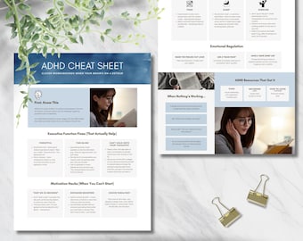 Editable ADHD Cheat Sheet Printable | Executive Function Guide | Focus Strategies, Time Management, Coping Skills PDF