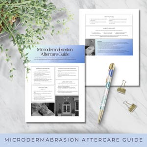 Guía de cuidados posteriores a la microdermoabrasión / Plantilla editable e imprimible para esteticistas, salones de belleza y spas que ofrecen tratamientos faciales