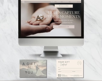Photographer Canva Website, Printable Gift Certificate, Mini Bundle, Instant Download, Editable Templates,  Wedding Photography Business