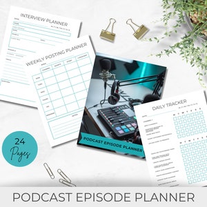 Podcast Planner Editable, Canva Template, Printable Content Planner, Instant Download, Episode Planner, Worksheets For Podcast, Tracker