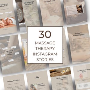 Massage Therapy Instagram Story Templates for Therapists, Estheticians and Spa Professionals | Editable Done For You Social Media Content