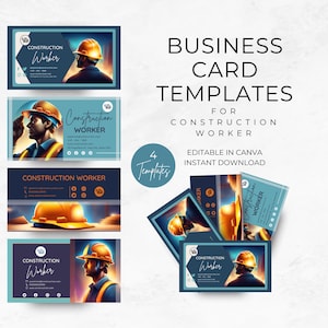 Business Card For Construction, Professional Cards For General Contractor Home Building, Editable And Printable Template, Instant Download