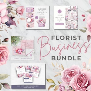 Sociale-mediasjablonen bloemist met bundel visitekaartjes, flyers en cadeaubonnen, bewerkbare marketing voor bloemenwinkel, direct downloaden