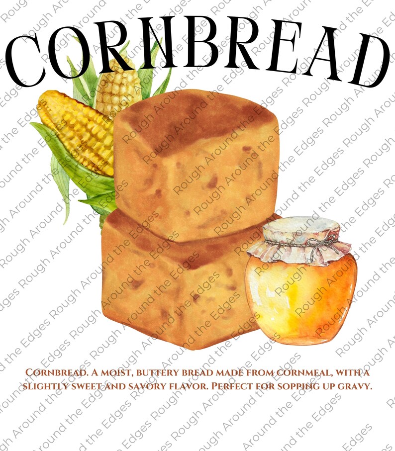 Watercolor Cornbread PNG Digital Download - Food Illustration for POD ...