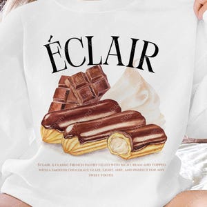 Éclair Watercolor Illustration PNG | Food-Themed Digital Download | 300 DPI Transparent Design for POD | High-Resolution Dessert Art