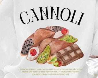 Cannoli Watercolor Illustration | Food Lover Art (Digital Download)
