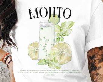 Mojito Watercolor Illustration | Trendy Drink Art (PNG Digital Download)