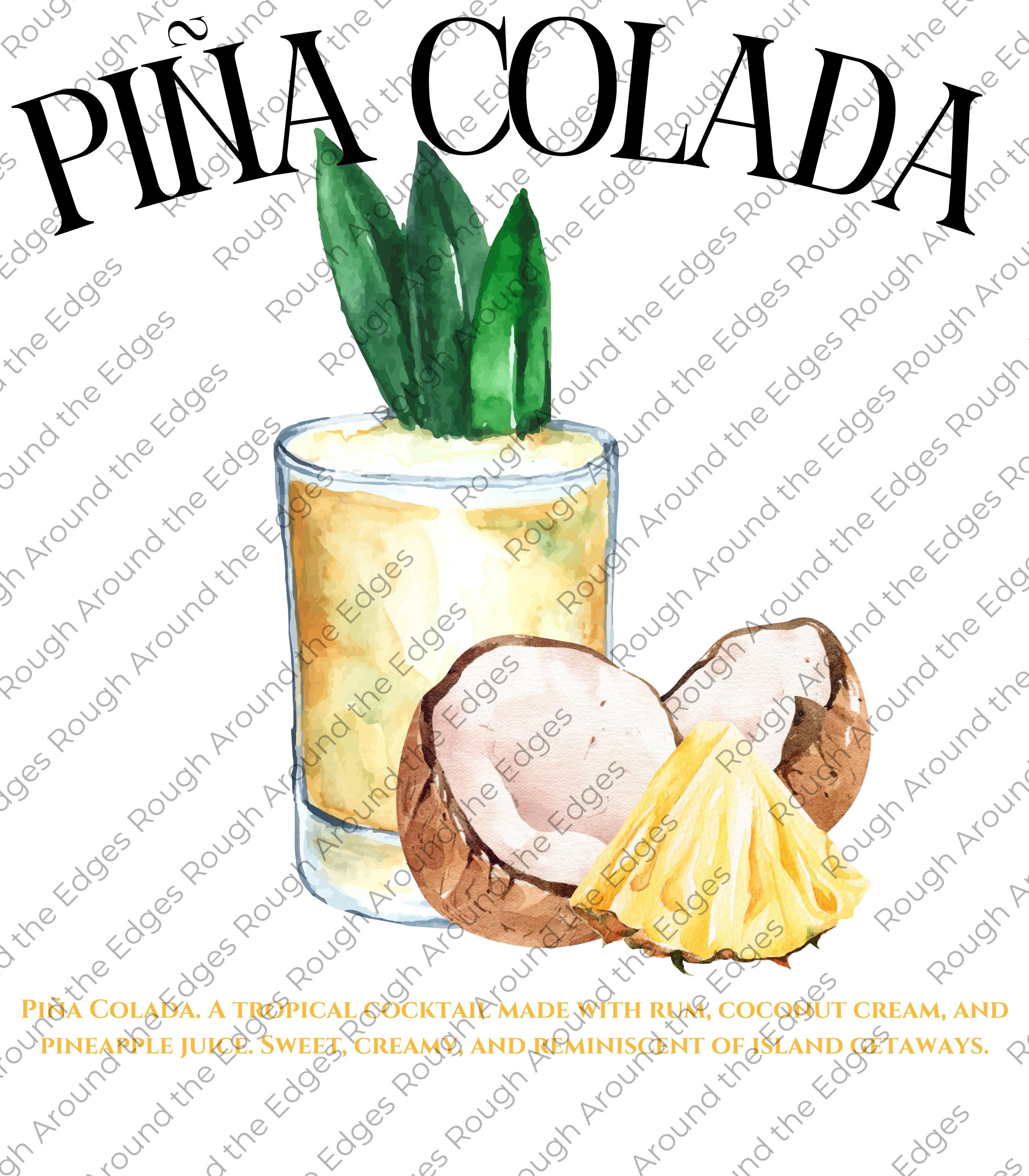 Piña Colada Watercolor Illustration | Tropical Drink PNG (digital ...