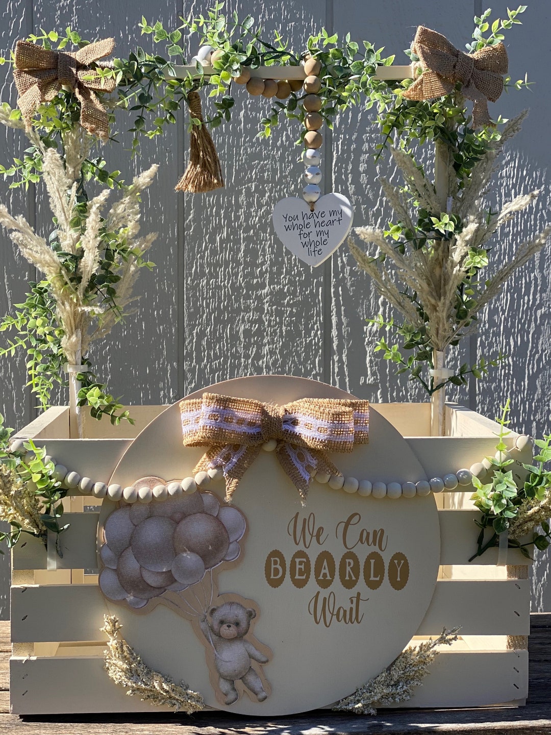 We Can Bearly Wait Assembled Baby Shower Gift Custom Baby Closet Wooden