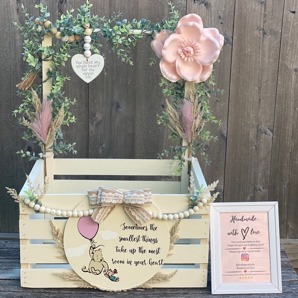 Winnie-the-Pooh Assembled Baby Shower Gift | Custom Baby Closet Wooden Gift Crate | Baby Crate | Crate Closet | Baby Storage