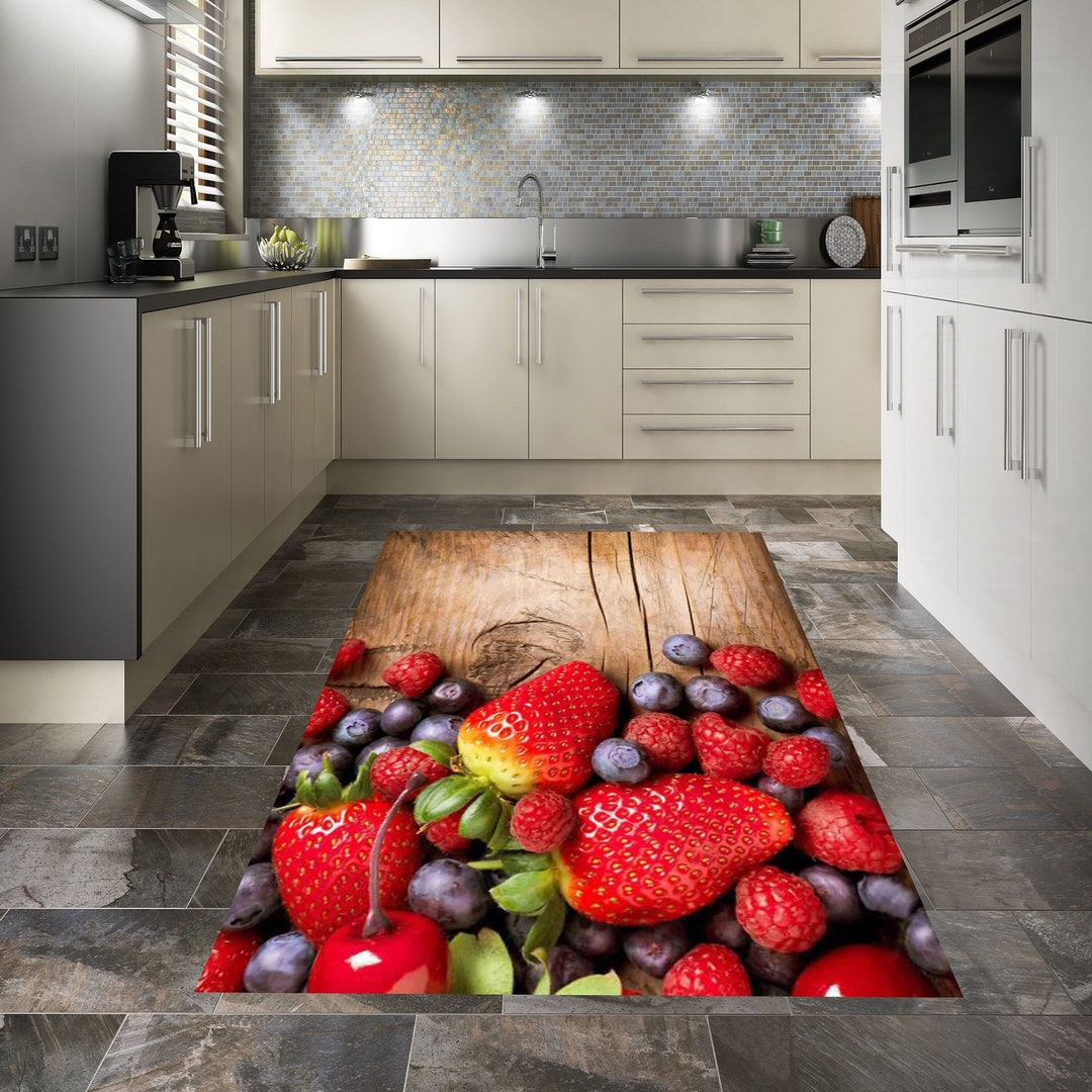 Strawberry Rug, Kitchen Rug, Dining Room Rug Modern Rug, Art Design Rug ...