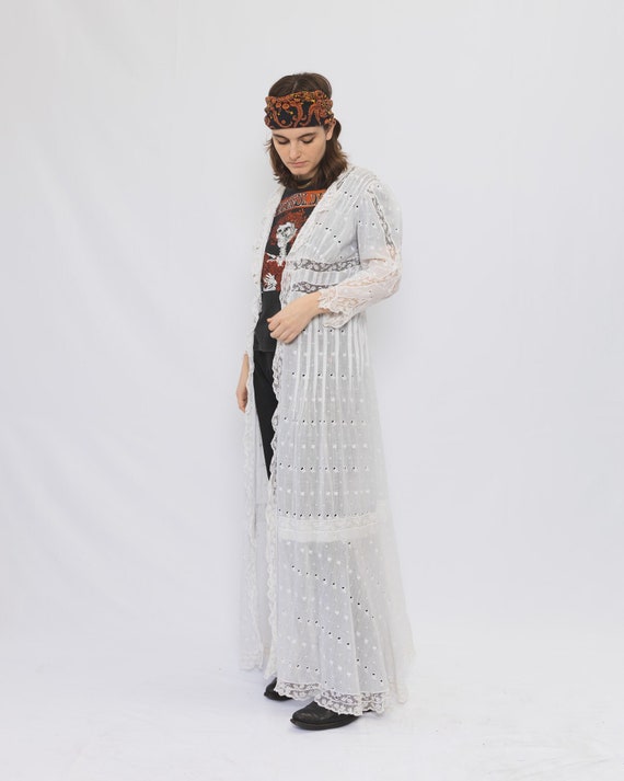 1910's Edwardian Lace Muslin Gown - image 1